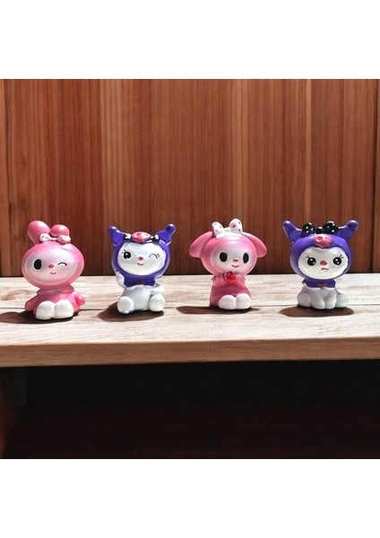 4 Adet Kromi Dekoratif Biblo My Melody Noel Süsleri Yılbaşı Hediyeleri Vitrin Dekor