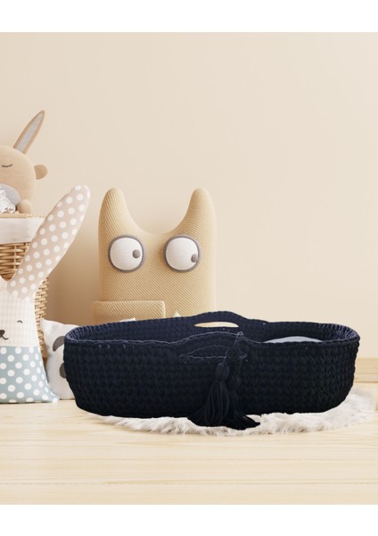 Örgü Bebek Puseti - Puset Beşik - Bebek Yatağı - Moses Basket - Ana Kucağı - Baby Nest Bej