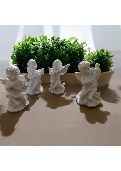 4 Adet Melek Biblo Dekoratif Biblo Noel Süsleri Yılbaşı Hediyeleri Melekler Vitrin Dekor Obje