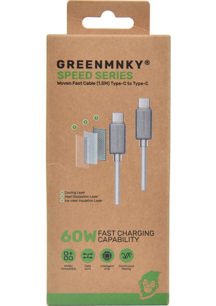 GM Speed Series C To C PD 60W - Beyaz - 1.5 Metre - Örgülü Hızlı Şarj Kablosu fiyatları