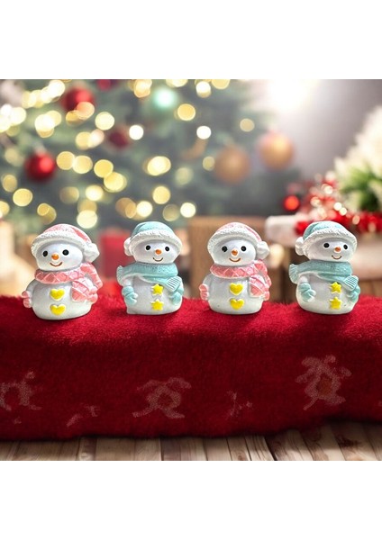 4 Adet Kardan Adam Biblo Dekoratif Biblo Noel Süsleri Yılbaşı Hediyeleri Vitrin Dekor