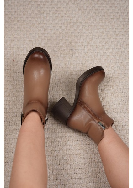 Dena Yan Ithal Toka Detaylı Topuklu Kadın Bot Vizon fiyatları