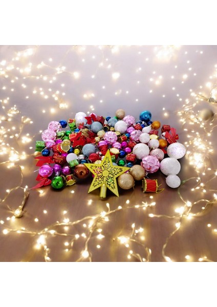 124 Adet Vıp Kalite Yılbaşı Ağacı Süsleri Karışık Model Süsler Full Set Noel Ağacı Süsü Yılbaşı Süsü