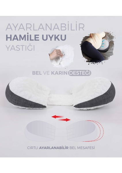 Bel ve Karın Desteği, Hamile Yastığı, Çok Fonksiyonlu, Uyku Emzirme Yastığı, Ayarlanabilir, Cırtlı