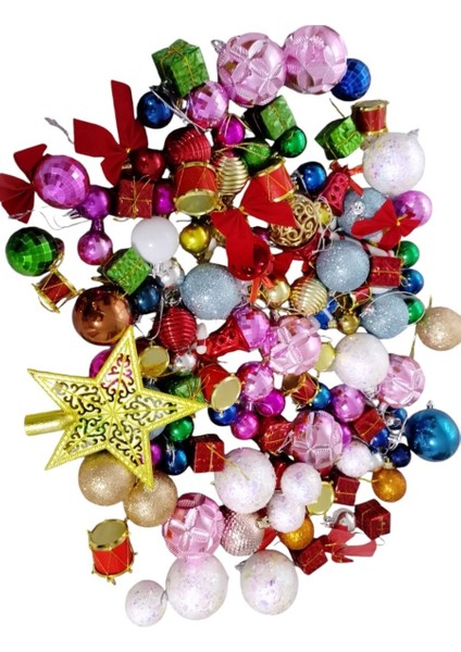 124 Adet Vıp Kalite Yılbaşı Ağacı Süsleri Karışık Model Süsler Full Set Noel Ağacı Süsü Yılbaşı Süsü fiyatları