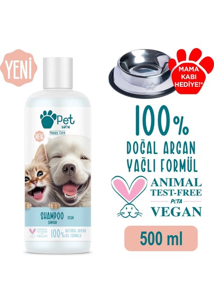 Kediler ve Köpekler İçin Şampuan Okyanus 500 ml 100% Doğal Argan Yağlı