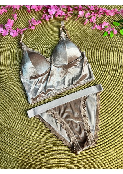 Cansoy Bayan Yarım Dolgulu Bralet Takım Karamel