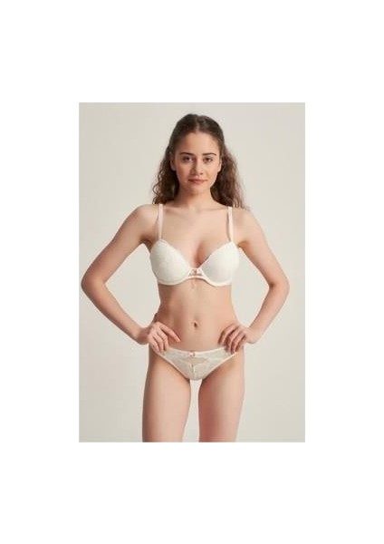 5040 Cybele Taşlı Sütyen Takım Dolgulu Ekru