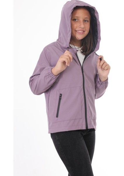 Kız Çocuk Mürdüm Astarlı Su ve Rüzgar Geçirmez Kapüşonlu Çift Fermuarlı Yağmurluk Y-15-C-K fiyatları