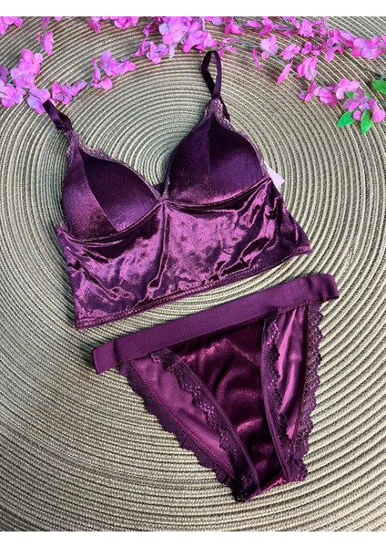 Cansoy Bayan Yarım Dolgulu Bralet Takım Bordo