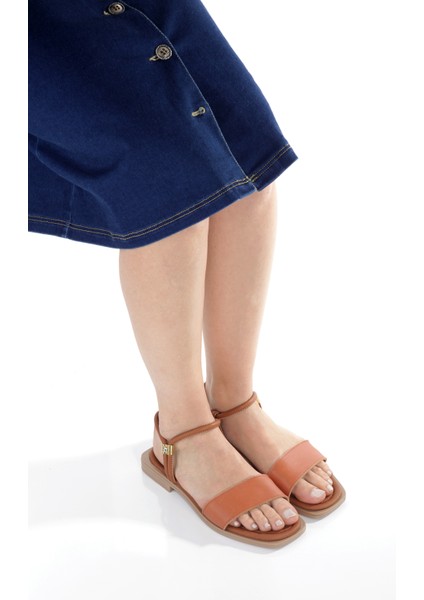 MİA028-3011 Deri Kadın Günlük Konforlu Taba Tatil Sandalet fiyatları