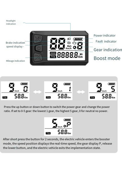 Bafang Merkez Motor 530S Kod Tablosu BBS01/02/HD Evrensel Kod Tablosu Aksesuarları Için LCD Ekranlı Elektrik Sayacı (Yurt Dışından) modelleri