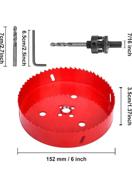 6 Inç Delik Testeresi - Farklı Projeler Için 152MM Bimetal Delik Kesici, Pürüzsüz ve Düz Delme Kenarı, Hızlı Talaş (Yurt Dışından) fiyatları