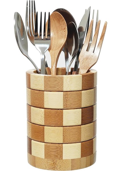 Bambu Gümüş Eşya Tutucu, Gümüş Eşya Düzenleyici, Mutfak Tezgahı Için Alet Tutucu, Ahşap Mutfak Alet Düzenleyici (Yurt Dışından)