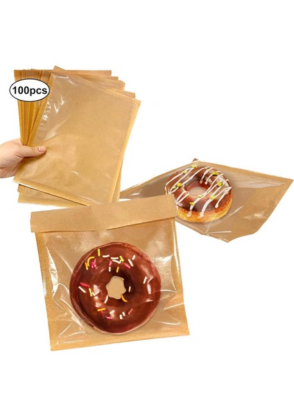 100 Adet Isı Yalıtımlı Fırın Poşetleri, Yağ Geçirmez Kraft Kağıt Bisküvi Paketleme Kek Poşetleri Donut Hamuru Fırınlanmış Ürünlerin Paketlenmesi Için (Yurt Dışından)