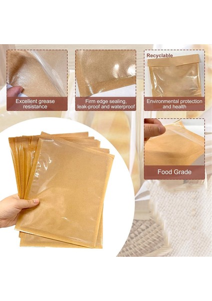 100 Adet Isı Yalıtımlı Fırın Poşetleri, Yağ Geçirmez Kraft Kağıt Bisküvi Paketleme Kek Poşetleri Donut Hamuru Fırınlanmış Ürünlerin Paketlenmesi Için (Yurt Dışından)