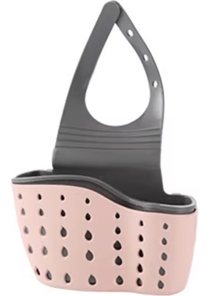 Ev Depolama Sepeti Mutfak Lavabo Rafı Ayarlanabilir Sabun Sünger Askılı Sepet Pembe (Yurt Dışından)