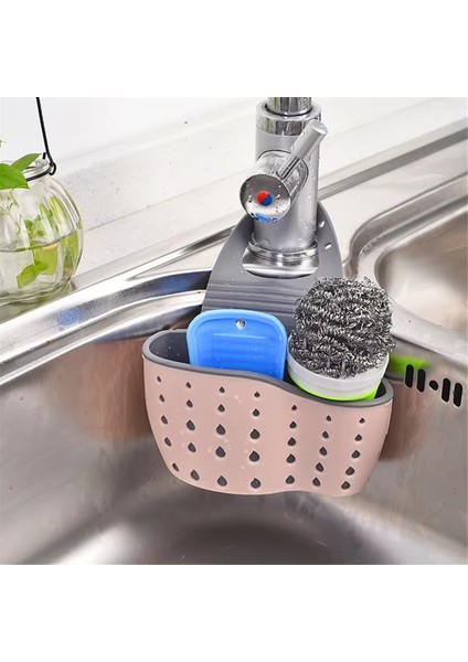 Ev Depolama Sepeti Mutfak Lavabo Rafı Ayarlanabilir Sabun Sünger Askılı Sepet Pembe (Yurt Dışından) modelleri