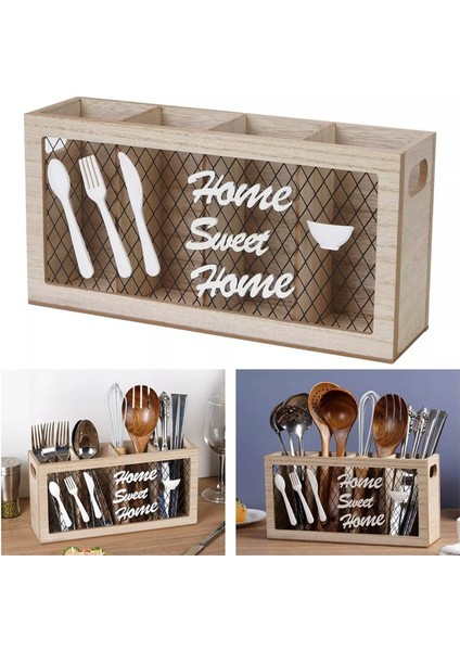 Ahşap Alet Tutucu Mutfak Aksesuarları Mutfak ve Ev Için Çatal Kaşık Için Gümüş Eşya Düzenleyici A (Yurt Dışından) fiyatları