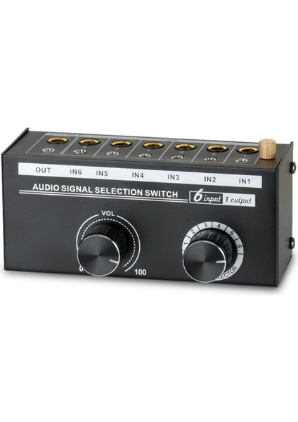 Ses Anahtarı - 6 Yollu 3.5/6.35MM Stereo Ses Anahtarı - Hat Kontrol Üniteli Sinyal Kaynağı Anahtarı Seçici Ayırıcı Kutusu (Yurt Dışından)