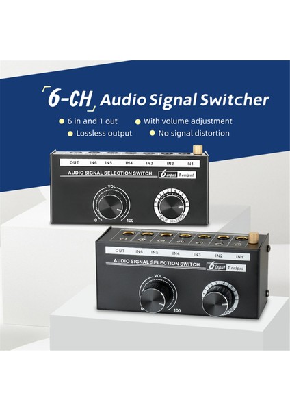 Ses Anahtarı - 6 Yollu 3.5/6.35MM Stereo Ses Anahtarı - Hat Kontrol Üniteli Sinyal Kaynağı Anahtarı Seçici Ayırıcı Kutusu (Yurt Dışından) modelleri