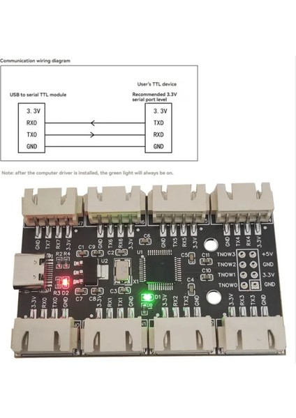 Usb'den 8 Yollu Ttl Seri Port Modülüne CH348 Çok Kanallı Uart Genişletme Kartı Typec'den 8 Ttl Modülüne Pcb Kartı (Yurt Dışından)