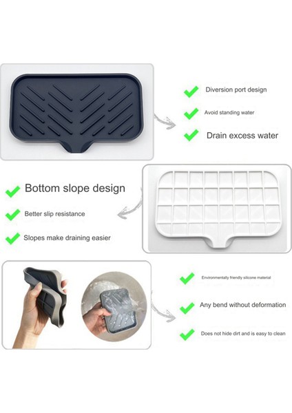 Kendiliğinden Boşalan Sabun Barı Tutucu Silikon Mutfak Lavabosu Sabunluk Tepsi Tezgah Düzenleyici S Siyah (Yurt Dışından) modelleri