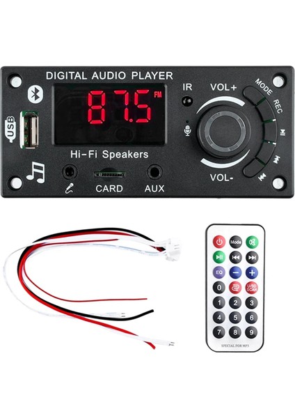 2X50W 100W Amplifikatör Bluetooth 5.0 Mp3 Dekoder Kartı Dıy Araba Mp3 Çalar USB Fm Kayıt Anahtarlama Tf USB Kayıt Çağrı (Yurt Dışından)