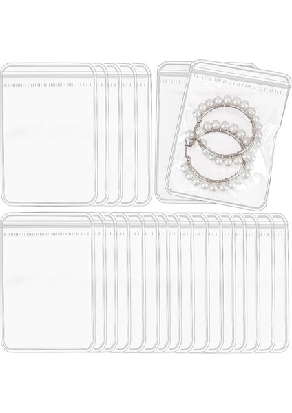 100 Adet 2,8 x 4 Inç Pvc Mücevher Poşetleri Şeffaf Plastik Mücevher Poşetleri Kendinden Yapışkanlı Fermuarlı Kese Düzenleyici Kararma Önleyici Poşet (Yurt Dışından)