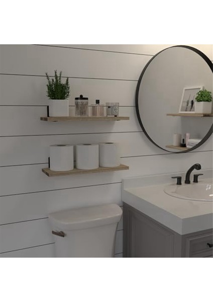 Yüzen Raflar, Duvar Dekoru Için Ahşap Yüzen Raflar, Depolama Için Duvara Monte Yüzen Banyo Rafı Gri (Yurt Dışından) fiyatları