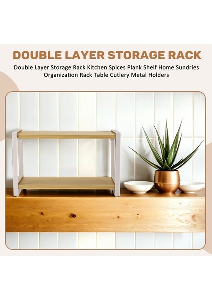 Çift Katmanlı Depolama Rafı Mutfak Baharat Tahtası Raf Ev Eşyaları Organizasyon Rafı Masa Çatal Bıçak Takımı Metal Tutucular (Yurt Dışından) fırsatları