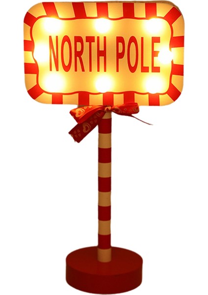 Noel Vintage Işıklar Kuzey Kutbu Işaret LED Işık Sokak Işareti Noel Ahşap Masa Üstü Dekorasyonu Noel Dekoru C (Yurt Dışından)