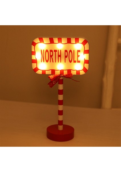 Noel Vintage Işıklar Kuzey Kutbu Işaret LED Işık Sokak Işareti Noel Ahşap Masa Üstü Dekorasyonu Noel Dekoru C (Yurt Dışından) modelleri