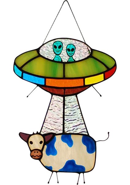 Boyalı Ufo Kolye Vitray Pencere Paneli Kapı Asma Bahçe Ev Dekorasyonu Lekeli B (Yurt Dışından)