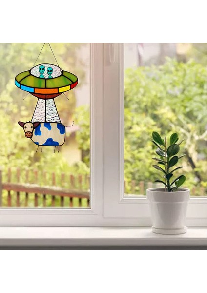 Boyalı Ufo Kolye Vitray Pencere Paneli Kapı Asma Bahçe Ev Dekorasyonu Lekeli B (Yurt Dışından)