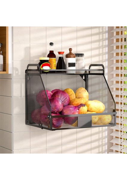Mutfak Için Asılı Meyve Sepeti, Mutfak Düzenleyicileri ve Depolama Patates Soğan Depolama Duvar Depolama Sepetleri Kiler Siyah (Yurt Dışından) fiyatları