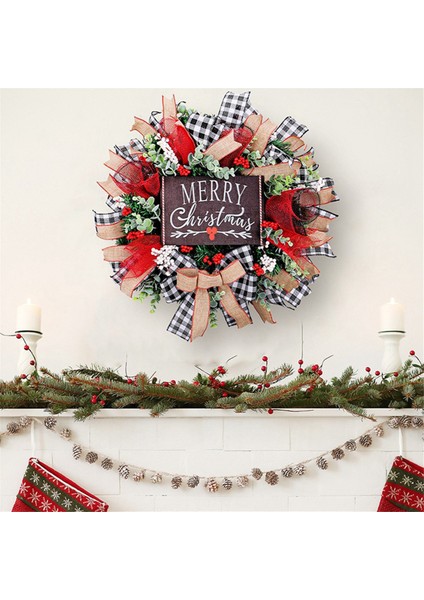 17.7 Inç Noel Çelengi Noel Kapı Çelengi Asılı Süsler Ev Için Neşeli Noel Dekorasyonu Navidad Kapı Kolye (Yurt Dışından)