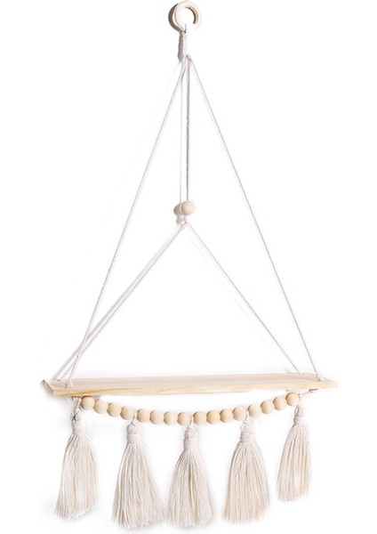 Duvara Asılan Raf Püskül Ahşap Dekor Dokuma Duvara Asılan Tahta Raflar Ev Dekoru Yatak Odası Oturma Odası (Yurt Dışından)