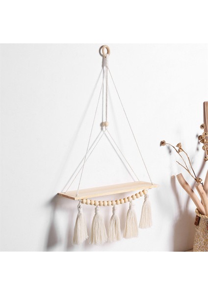 Duvara Asılan Raf Püskül Ahşap Dekor Dokuma Duvara Asılan Tahta Raflar Ev Dekoru Yatak Odası Oturma Odası (Yurt Dışından) fiyatları