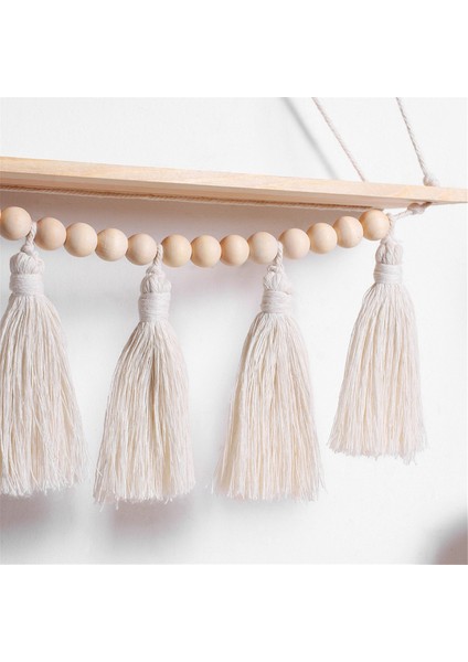 Duvara Asılan Raf Püskül Ahşap Dekor Dokuma Duvara Asılan Tahta Raflar Ev Dekoru Yatak Odası Oturma Odası (Yurt Dışından) fırsatları