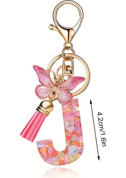 F Tipi Moda Pembe Harf Anahtar Kristal Epoksi Bayan Kolye (Yurt Dışından)