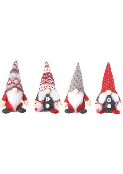4 Adet Noel Cüceleri Peluş Hediyeler Handamde Isveç Tomte Bebek Ren Geyiği Cücesi Koleksiyonluk Noel Ev Dekorasyonları (Yurt Dışından)