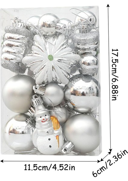 Gümüş Noel Ağacı Süsleri, 20'li Set Noel Için Atmosferik Yeniden Kullanılabilir Gümüş Süsler, Asılması Kolay (Yurt Dışından) modelleri