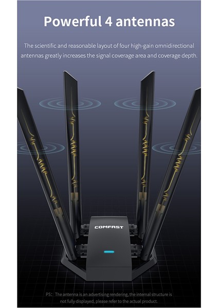 Comfast 1300MBPS Adaptador 2.4g&5ghz Çift Bantlı Düşük Gecikmeli USB Ağ Kartı Kablosuz Wifi Adaptörü (Yurt Dışından) fırsatları