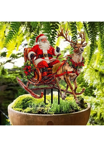 Noel Baba Hediyeleri Teslim Etmek Için Ren Geyiği Kızaklarına Biniyor Akrilik Açık Bahçe Su Geçirmez Patio Tapası (Yurt Dışından) modelleri