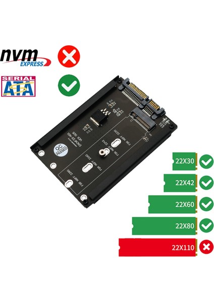 M.2 Ngff Anahtar B'den 2.5 Inç Sata Iıı Adaptör Kartına + Ngff M.2 2230 2242 2260 2280 Sabit Disk Adaptör Kartı Için Çerçeve Braketi (Yurt Dışından)