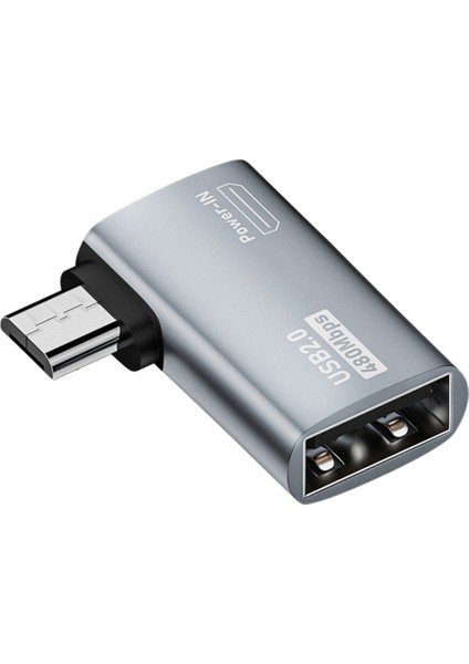 4K Otg Kablo Adaptörü Güç Sağlayan Açı Tasarımlı Mikro Usb'den Usb'ye. Tablet, Tv Için Uygun (Sol) (Yurt Dışından)