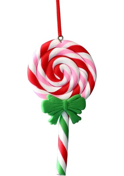 Noel Ağacı Dekorasyonu Süsü Yumuşak Kil Lolipop Kırmızı Renkli Şeker Kamışı Noel Ağacı Kolye Noel Yeni Yıl Hediyesi E (Yurt Dışından)