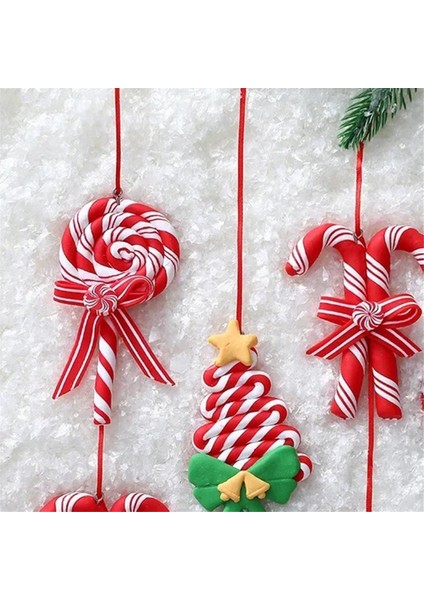 Noel Ağacı Dekorasyonu Süsü Yumuşak Kil Lolipop Kırmızı Renkli Şeker Kamışı Noel Ağacı Kolye Noel Yeni Yıl Hediyesi E (Yurt Dışından) modelleri