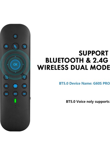Rusça Sürüm G60S Pro Bt Kablosuz Ses Uzaktan Kumanda 2.4g Bt5.0 Dokunmatik Ekranlı Çift Modlu Ses Uzaktan Kumanda (Yurt Dışından) fiyatları